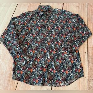 Visconti Uomo Mens Shirt Size Large Paisley Button Down Long Sleeve